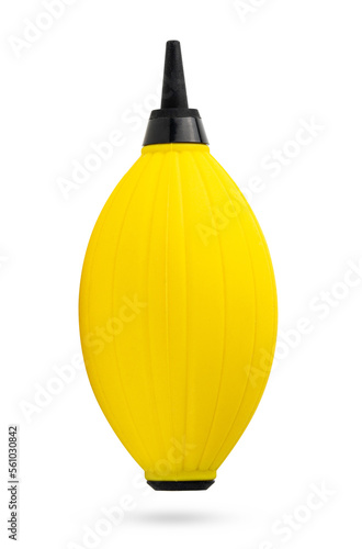 Yellow Rubber Air Pump Dust Cleaner for camera or lenses isolated on white background