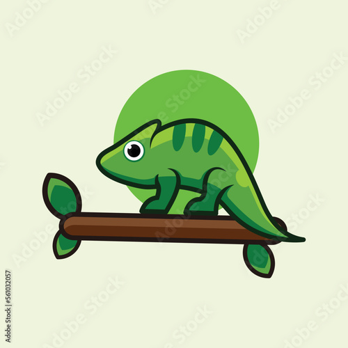 Chameleon abstract logo design vector flat color