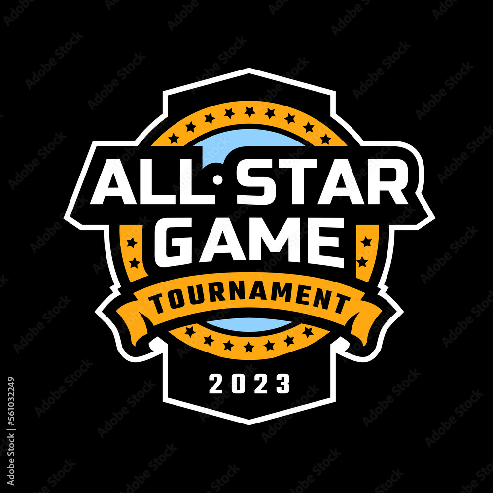 All stars game logo, emblem on a dark background. Vector illustration