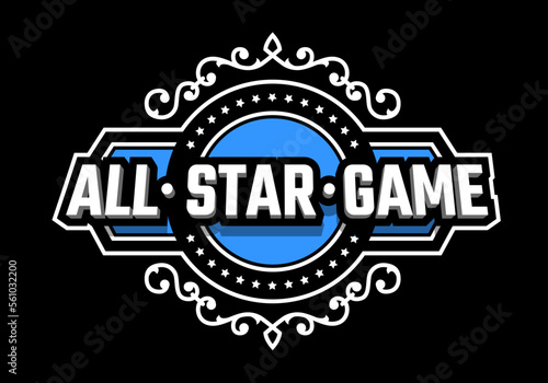All stars game logo, emblem on a dark background. Vector illustration.