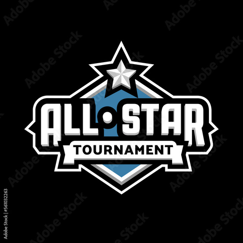 All stars game logo, emblem on a dark background. Vector illustration.