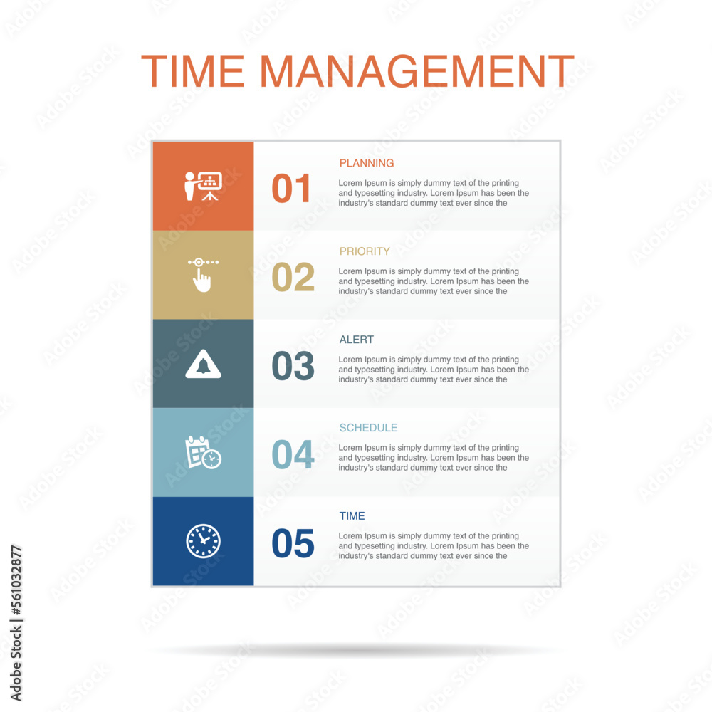 planning, priority, alert, schedule, time, icons Infographic design ...