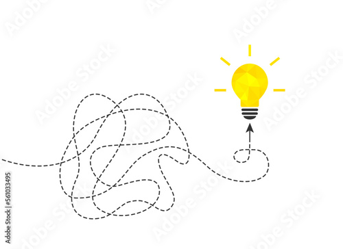 Φωτογραφία Idea concept with dotted line and light bulb