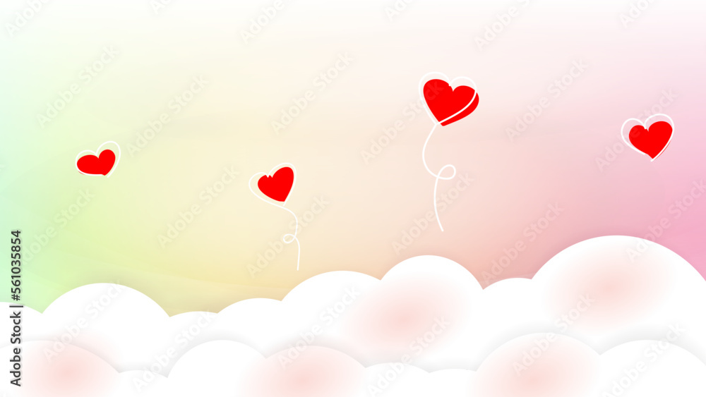 heart floating on the clouds sweet candy gradient background, Business Presentation Vector Template Used For Decoration, Advertising Design, Website Or Publication, Banner And Poster