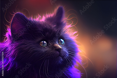  Cute cat with purple color, Generative AI
