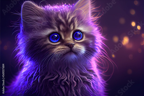  Cute cat with purple color, Generative AI