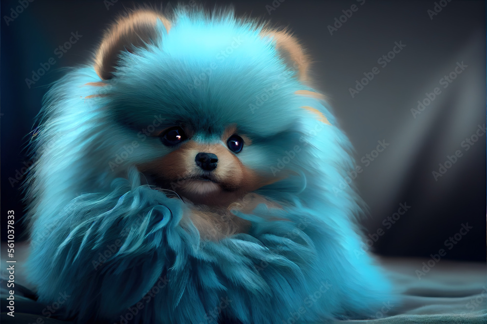 Fototapeta premium Cute dog with blue fur, Generative AI