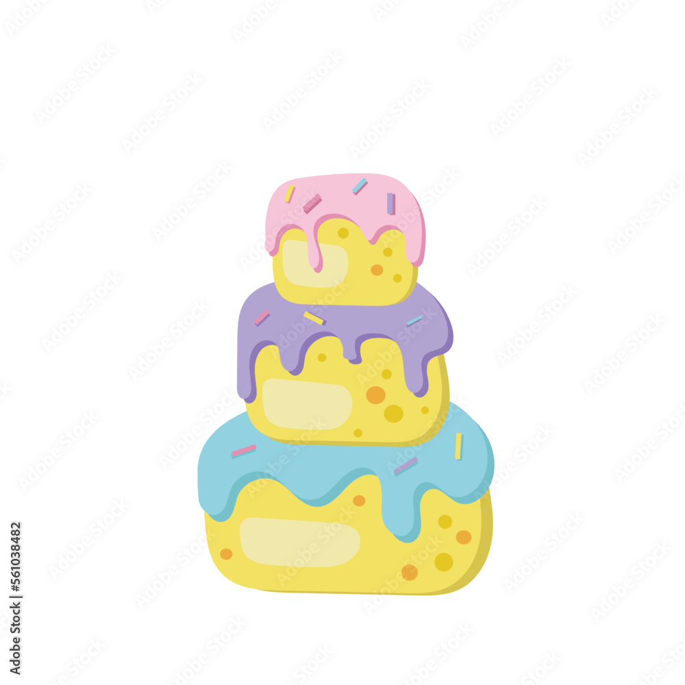 Funny cake on white background, greetings card with copy space Funny cake on white background, greetings card with copy space
