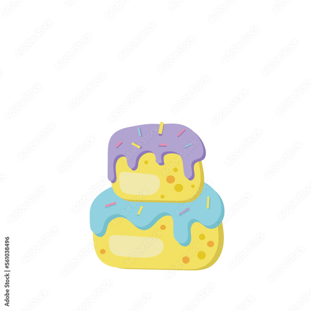 Funny cake on white background, greetings card with copy space Funny cake on white background, greetings card with copy space