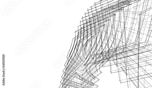 Modern architecture building 3d illustration