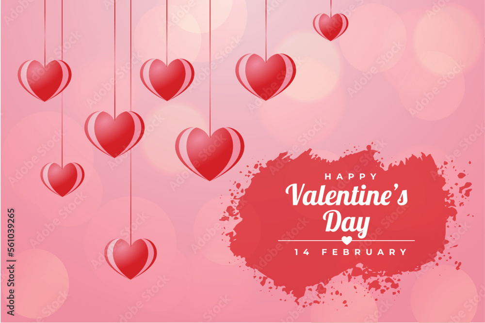 Vector stylish realistic hearts background for valentines day