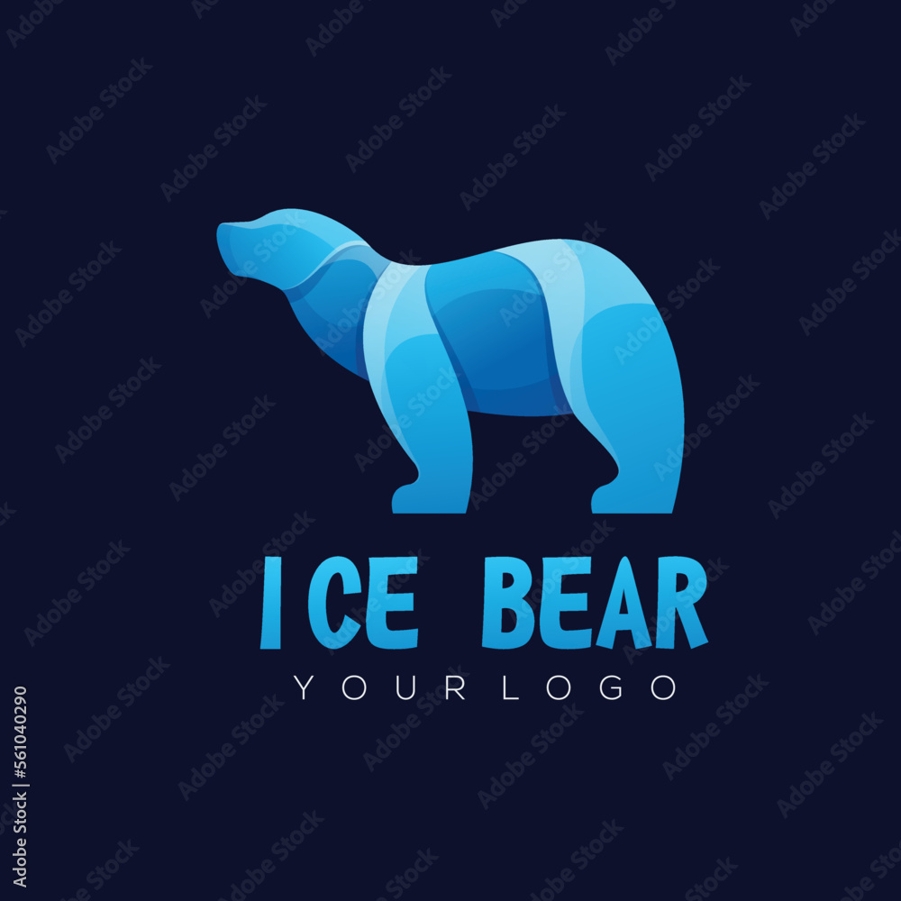 Bear colorful illustration abstract logo design