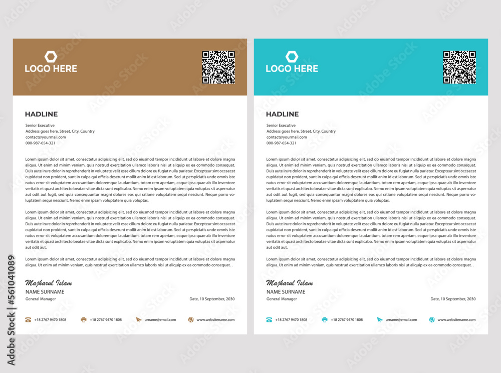 professional modern letterhead template design professional modern letterhead template design