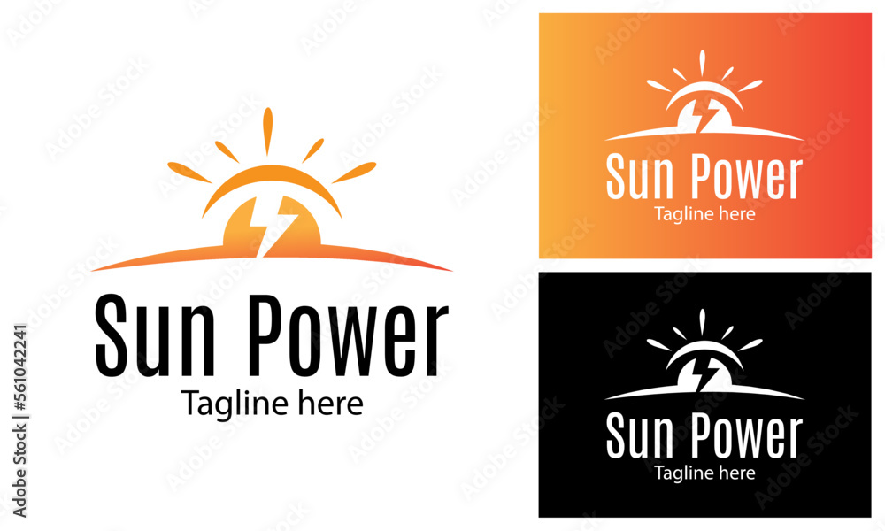 Sun Power Logo Design Template.