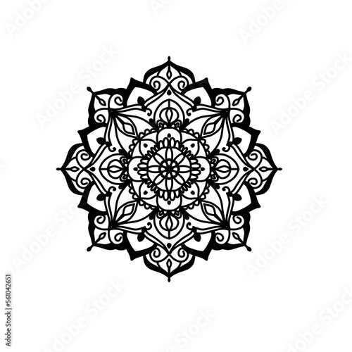  Circular flower mandala pattern for Henna, Mehndi, tattoo, decoration. Decorative ornament in ethnic oriental style. Outline doodle hand draw vector illustration.