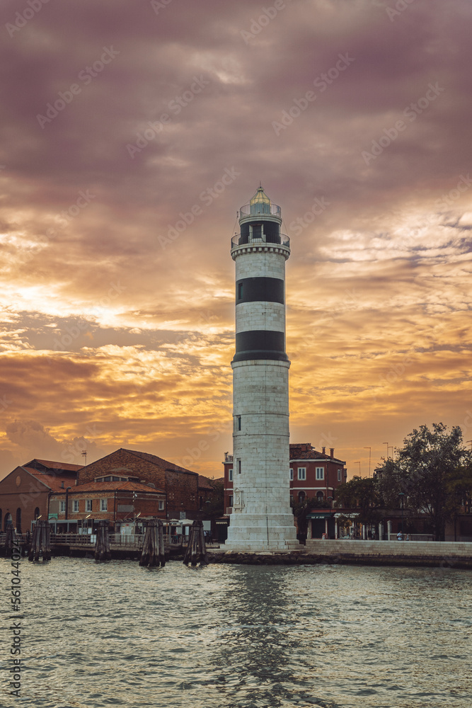 Burano Lighthouse at Sunset Venice Italy