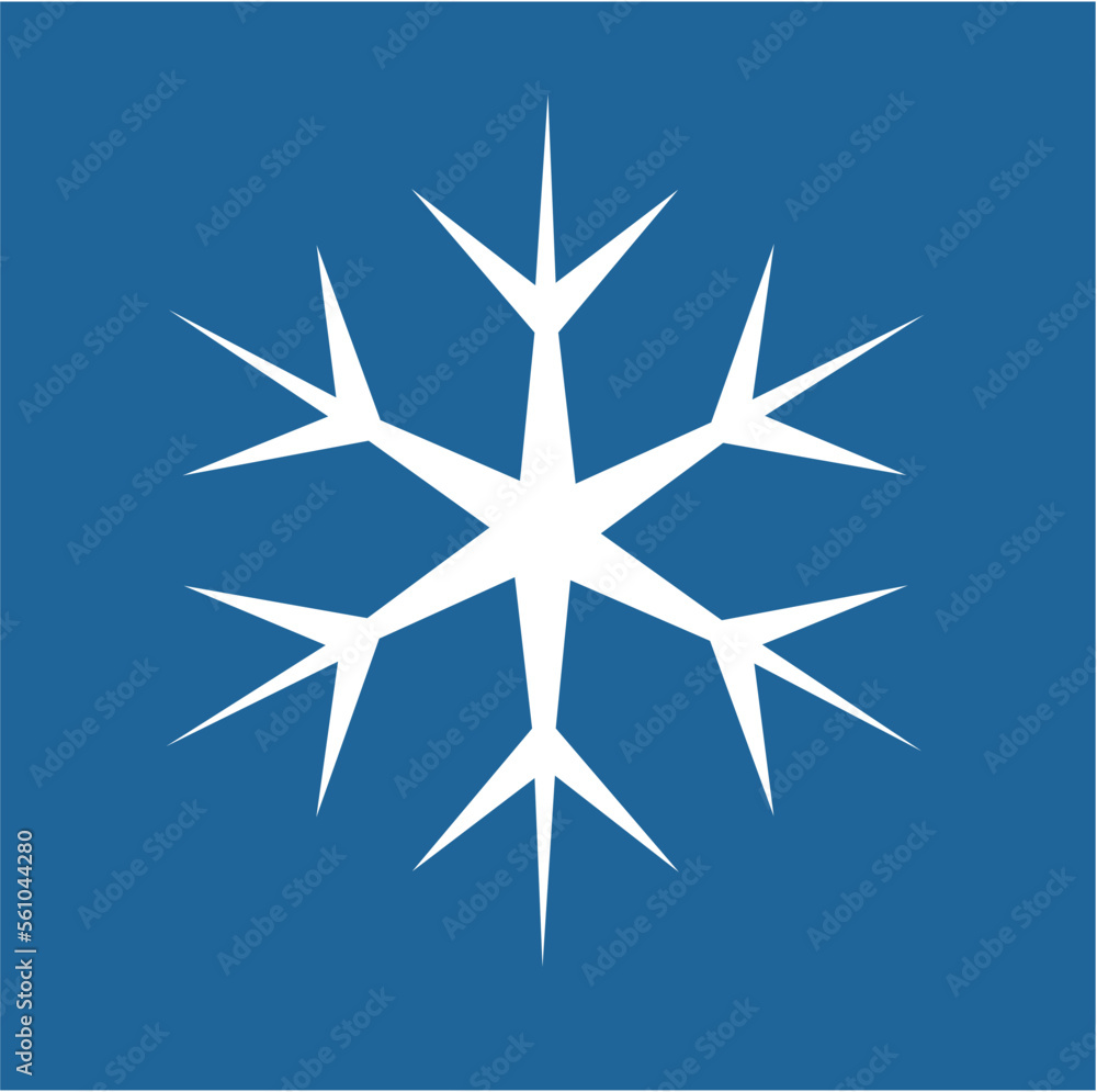 White hexagonal snowflake on a blue background. A unique author's snowflake to decorate the winter holidays. Vector image of a Christmas symbol. White hexagonal snowflake on a blue background. A unique author's snowflake to decorate the winter holidays. Vector image of a Christmas symbol.