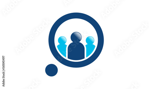 Job search icon with magnifying glass, Choose people for hire symbol. Job or employee logo, Recruitment agency vector illustration.