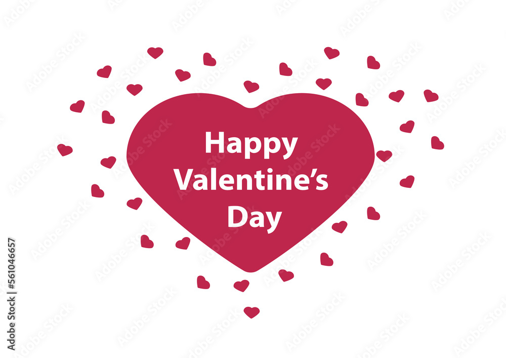 Postcard Happy Valentine's Day A4 hearts in Viva Magenta colors, vector.
Hearts and inscription happy valentine's day.