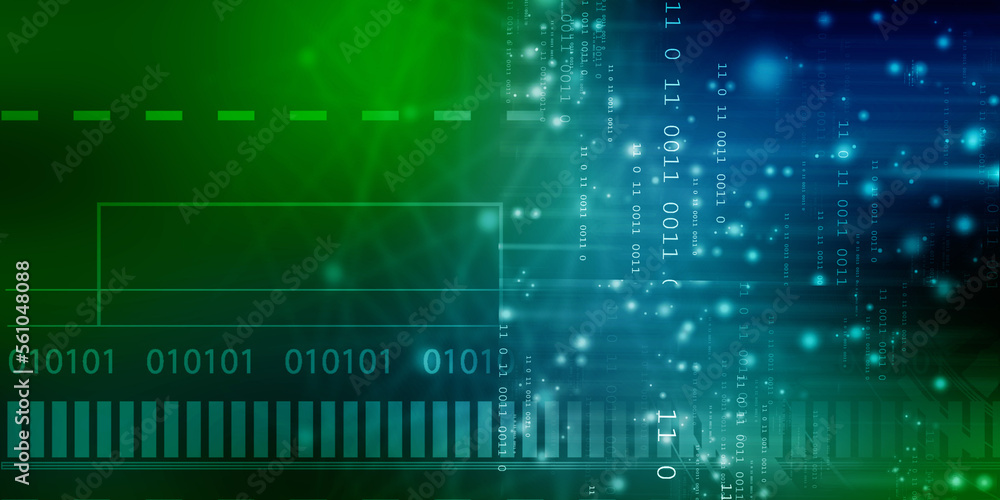 2d illustration abstract digital binary data on computer screen 2d illustration abstract digital binary data on computer screen