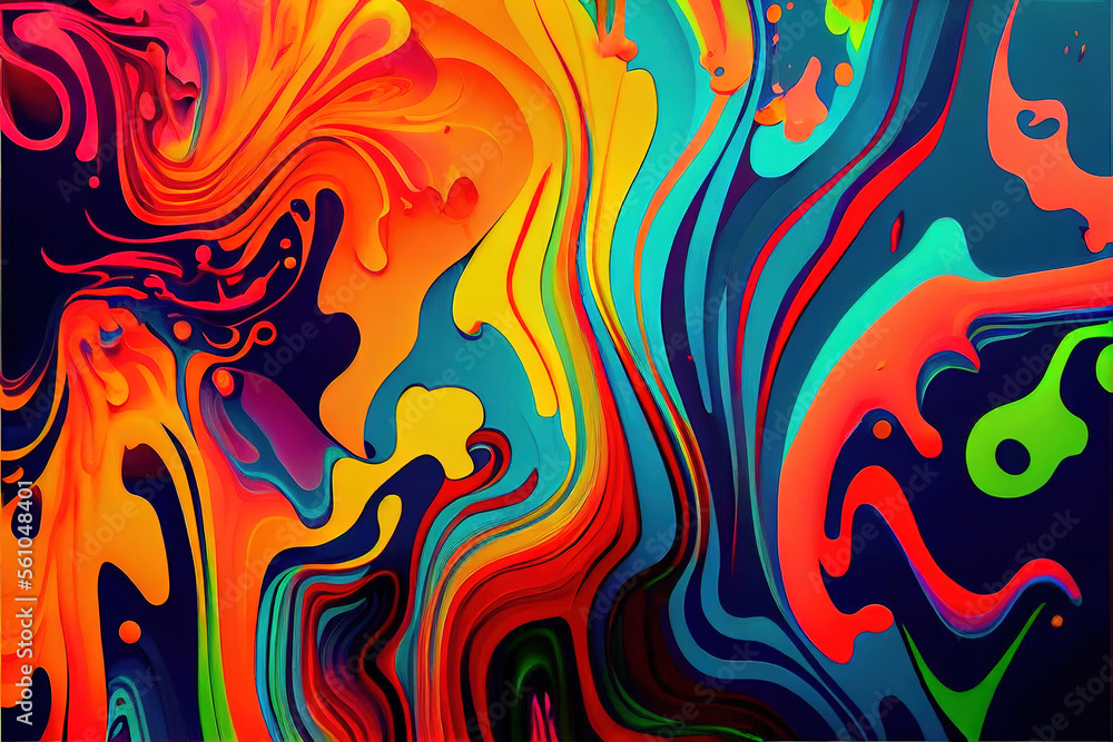Abstract Art Artistic Psychedelic Background Bright Colors, Generative AI