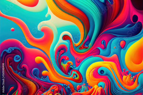 Abstract Art Artistic Psychedelic Background Bright Colors, Generative AI