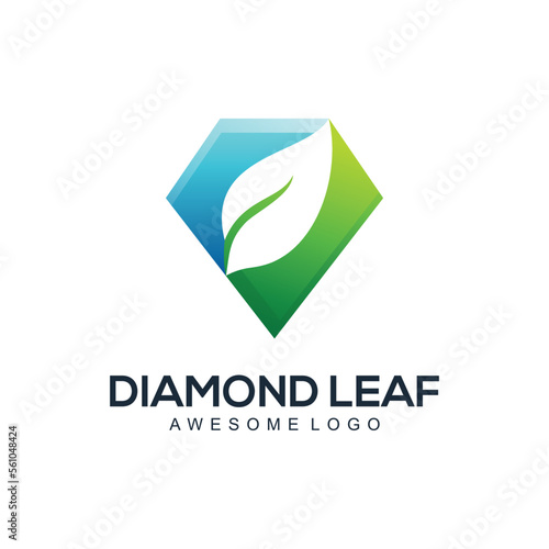Elegant colorful diamond leaf logo gradient