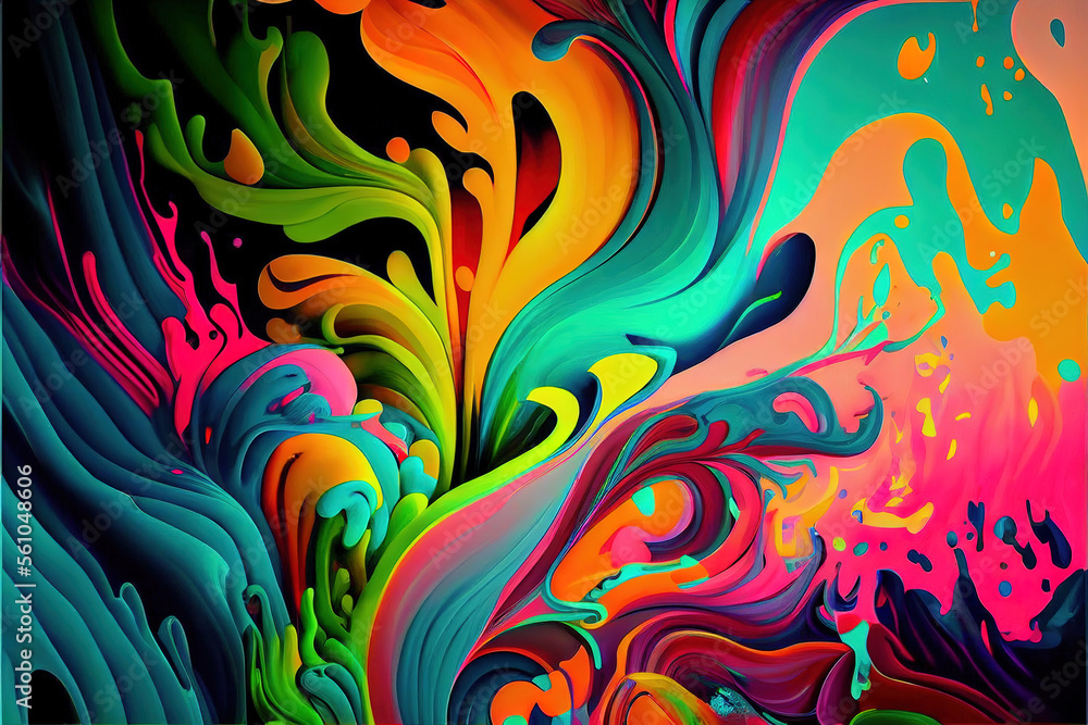 Colorful Abstract Art Artistic Background Bright Colors, Generative AI