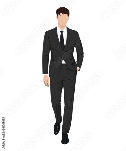 A man in a business suit on a white background. Vector illustration in flat style