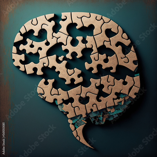 Concept of dementia, alzheimer, creutzfeldt-jakob or degeneration of mental capabilities in puzzle form. Generative A photo