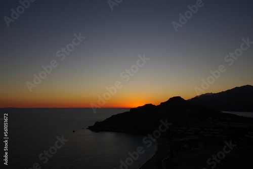 Sundown over hill at mediterranean sea. © Timo