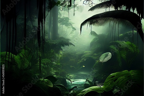 Rain Forest Background. Generative AI