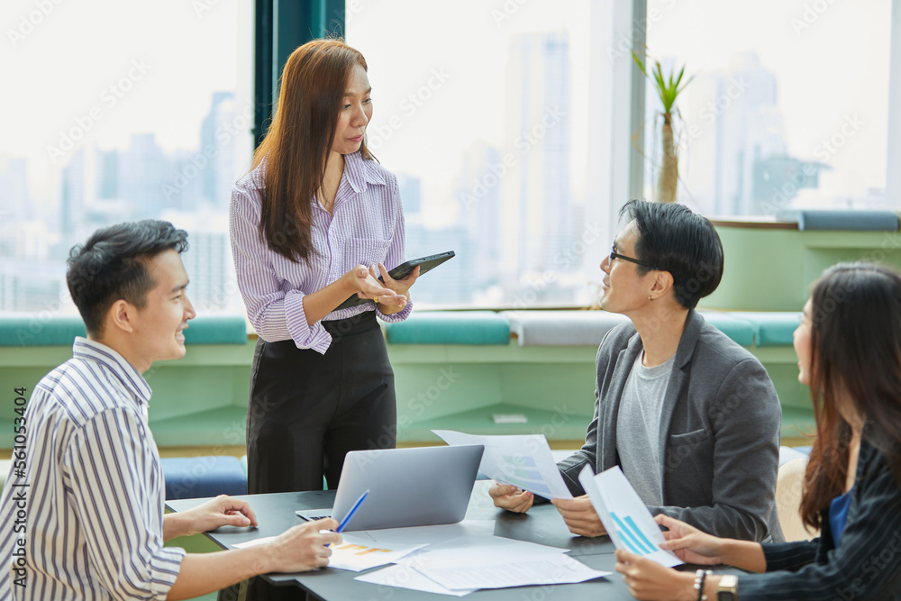 businesswoman meeting and discussing about work in the office businesswoman meeting and discussing about work in the office