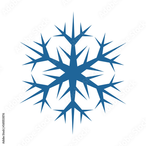 Blue hexagonal snowflake on a white background. A unique author's snowflake to decorate the winter holidays. Vector image of a Christmas symbol.