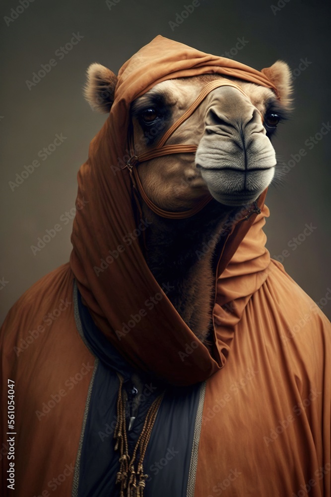 Camel wearing fashion urban streetwear..Generative AI