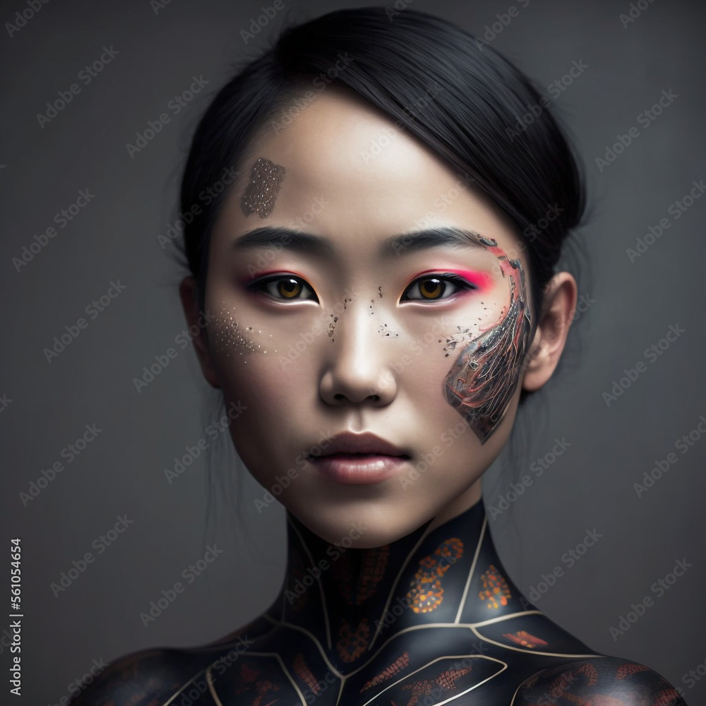 Generative ai illustration sci-fi futuristic humanoid robot. Generative ai illustration sci-fi futuristic humanoid robot.