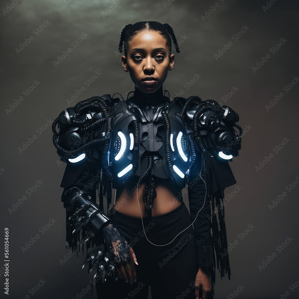 Generative ai illustration sci-fi futuristic humanoid robot. Generative ai illustration sci-fi futuristic humanoid robot.