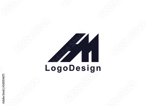Abstract Initial Letter H and M Logo. Geometric Line Shapes Letter HM Linked Logo Isolated on White Background. Suitable For Business and Branding Logos. Flat Design Vector Template Elements
