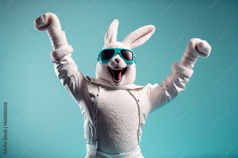 Mewing Rabbit Generative ai excited humanoid anthropomorphic rabbit Stock ...