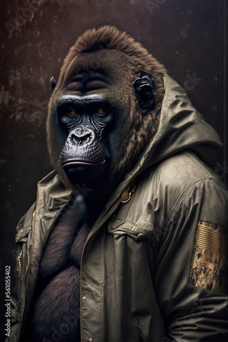 Gorilla8 wearing fashion urban streetwear..Generative AI