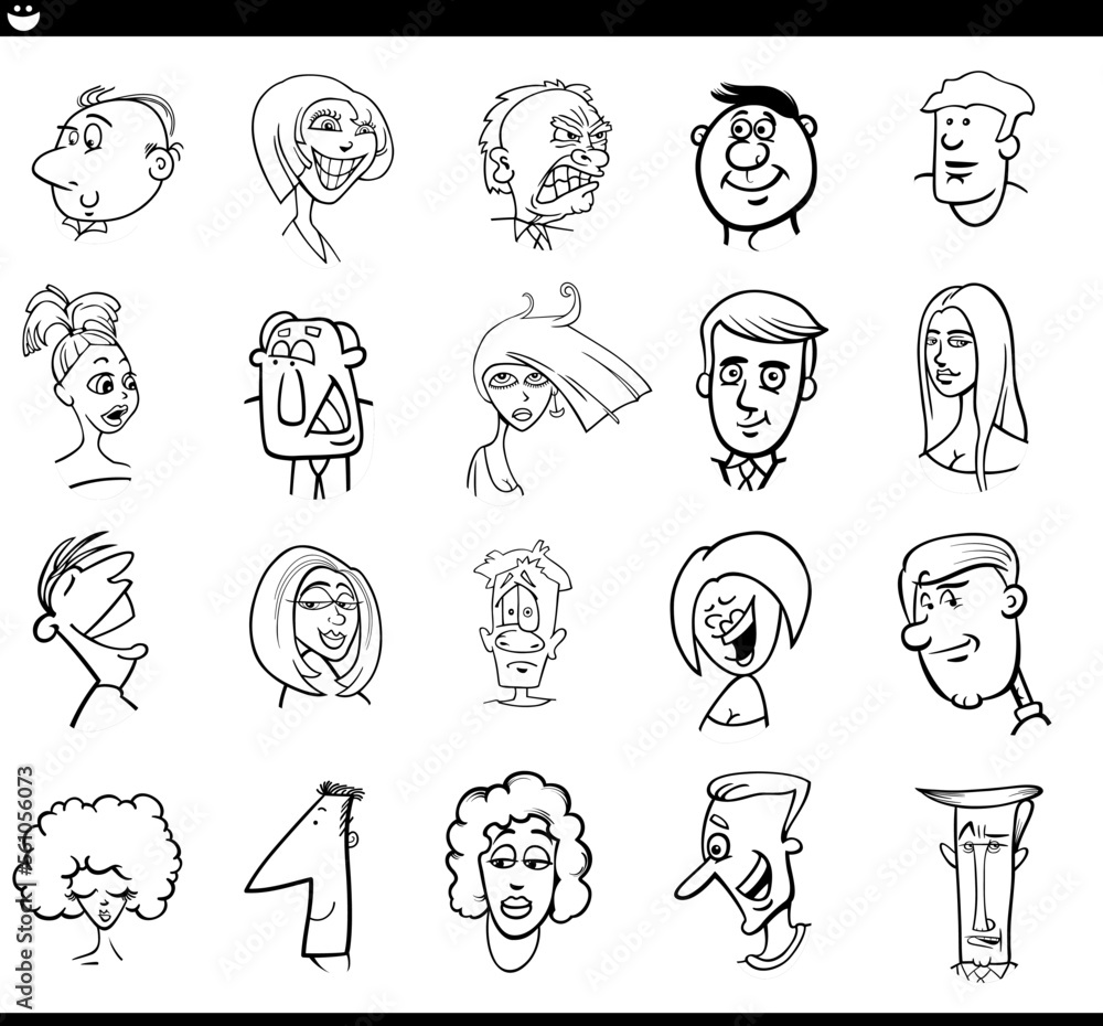 cartoon people characters faces moods set cartoon people characters faces moods set