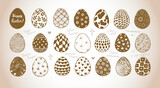 Set of doodle ornated easter eggs in vintage style. Inscription 