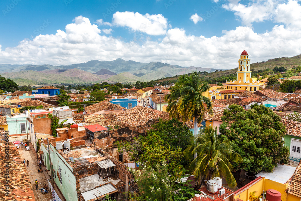 Fototapeta premium Panoramic view of the historical center of the Unesco Heritage Site Trinidad, Cuba, Caribbean