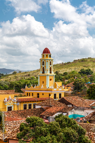 Tower of St Francis church in the historical center of Trinidad a Unesco World Heritage Site in Cuba, Caribbean