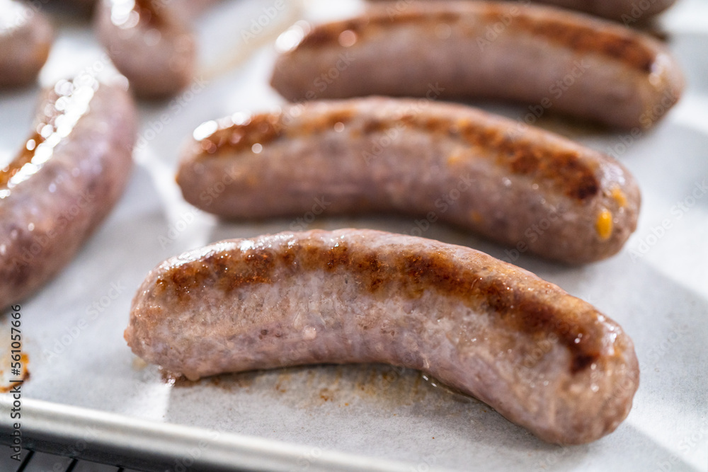 Cooking bratwurst Cooking bratwurst