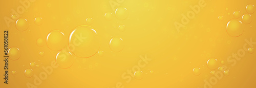 Golden, yellow oil drops, bubbles Soda pop. vector illustration on transparent background