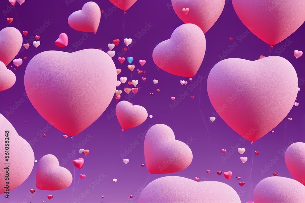 Pink Puffy Valentine's Day Hearts 3D Made with Generative AI