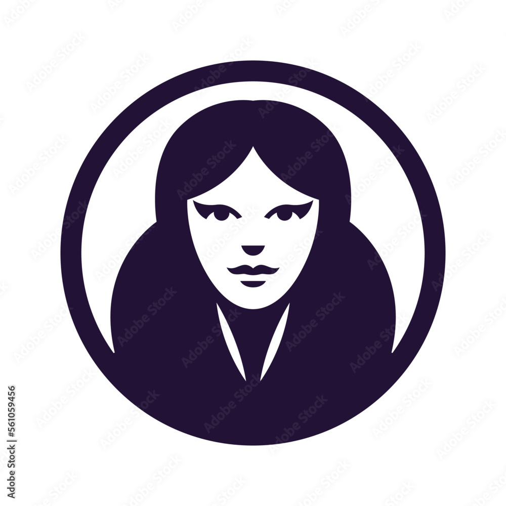 blue woman face logo vector illustration