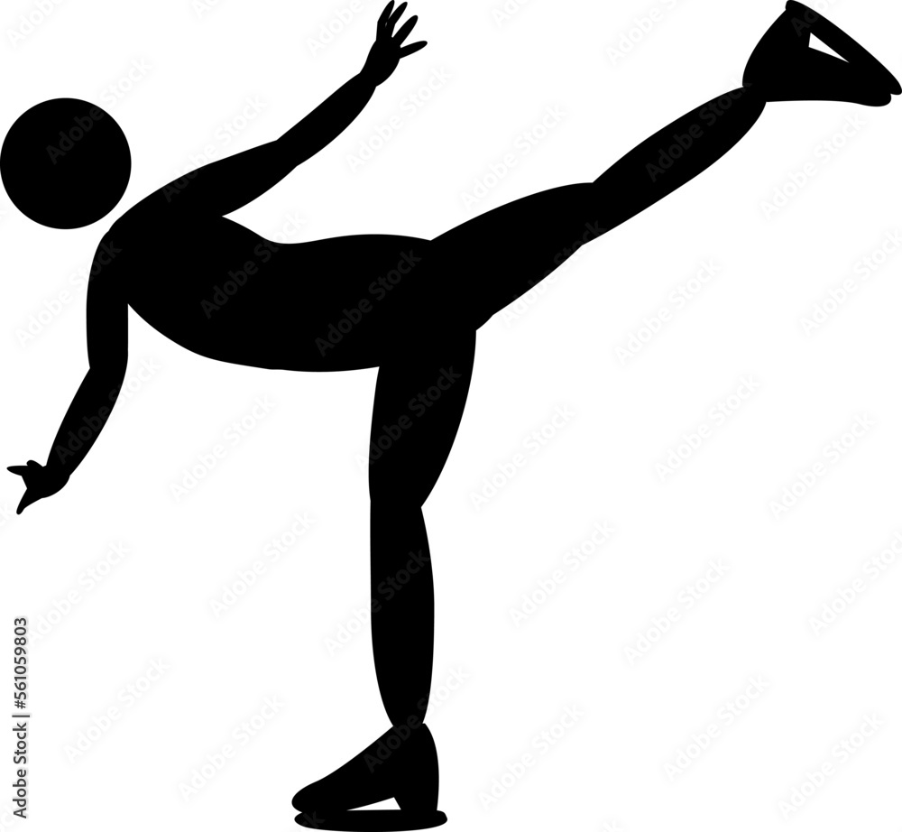 Ice skating silhouette on isolated white background. Vector illustration. Figure skater. Ice skating silhouette on isolated white background. Vector illustration. Figure skater.