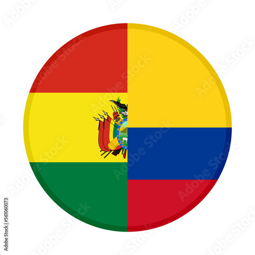 round icon with bolivia and colombia flags. vector illustration isolated on white background